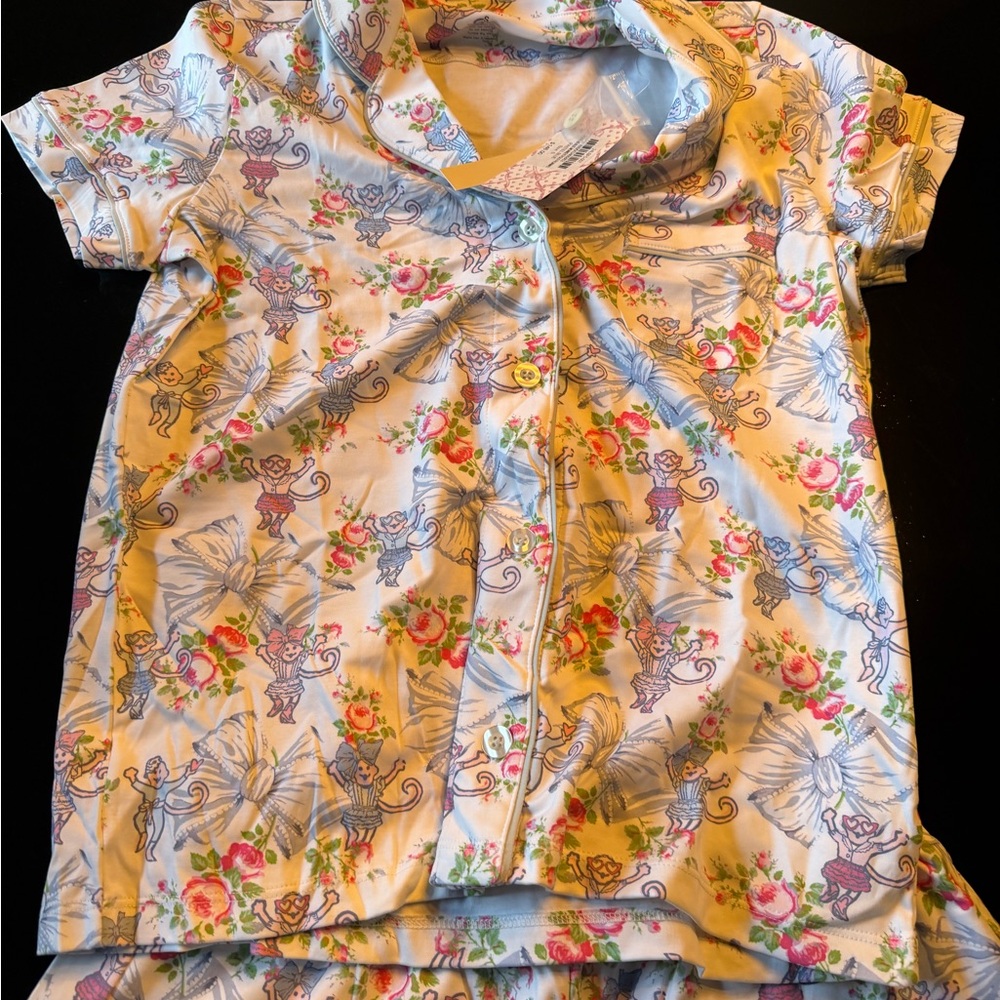 LoveShackFancy Floral Pajama Set - White and Pink - Picture 3 of 5